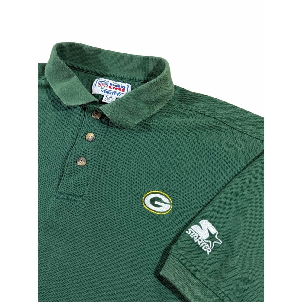 Vintage 90s Starter Pro Line Green Bay Packers Polo Shirt XXL Green - Picture 3 of 5